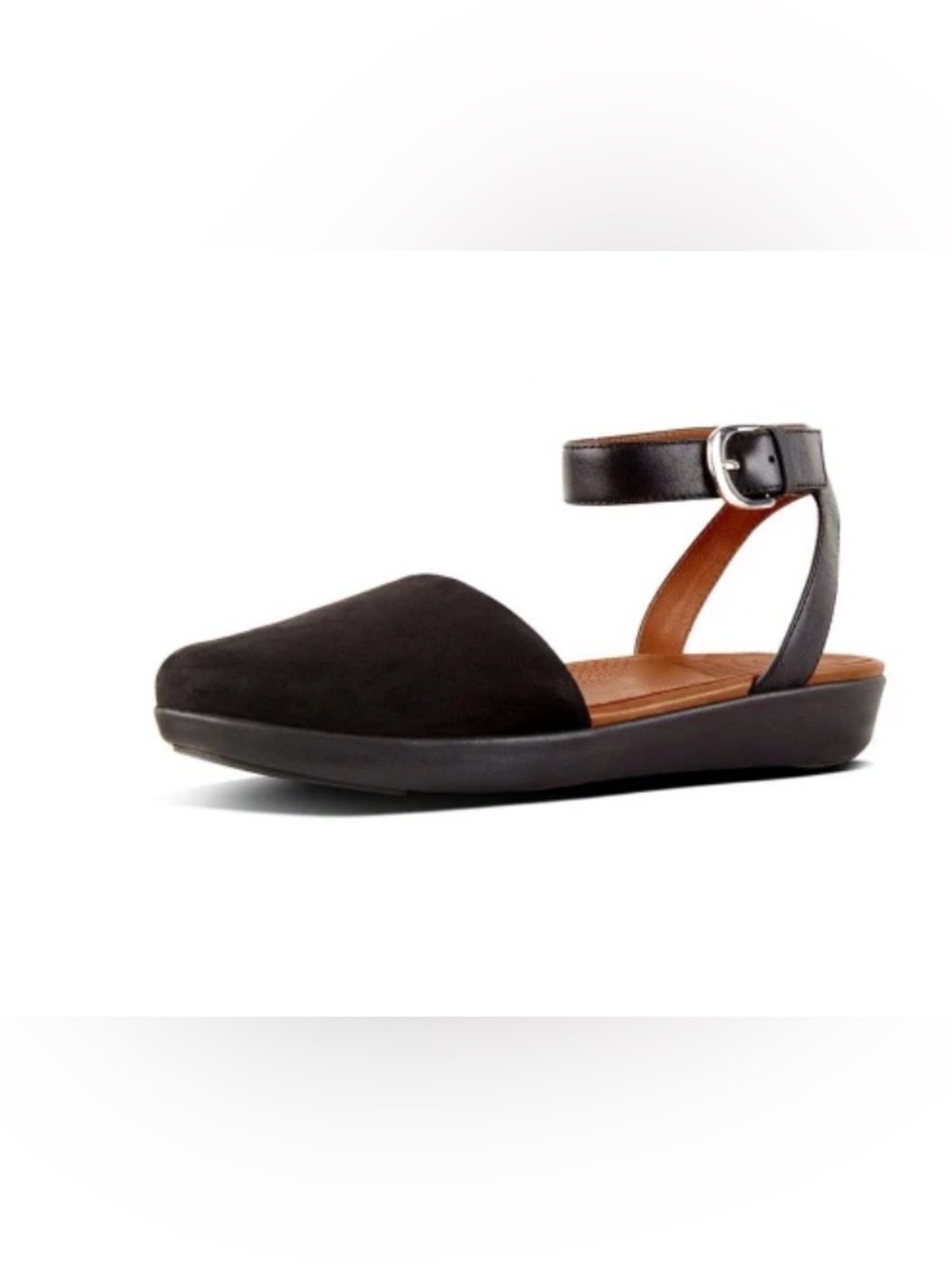 Fitflop Cova ll Black Suede Closed Toe Sandals Shoes Size 10